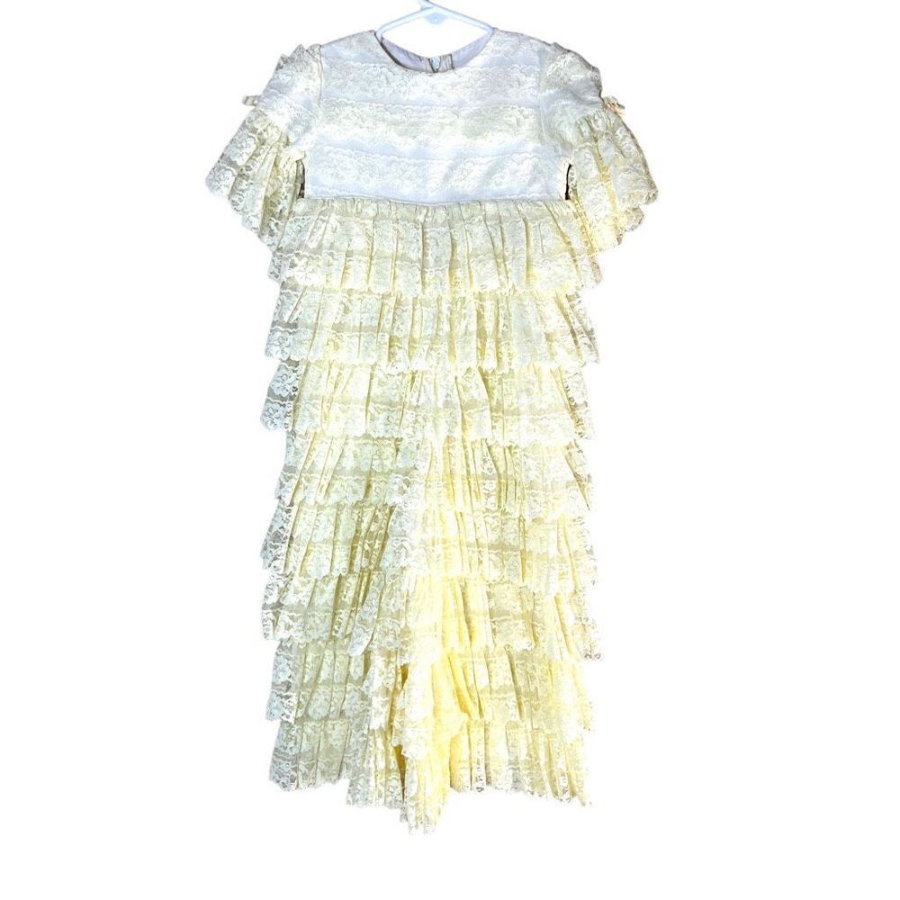 Vintage Marthas Miniatures Toddler Girl Yellow Fancy Lace Dress pants Jumpsuit‎